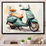 Green Scooter Family Fun - Scooter Canvas Wall Art