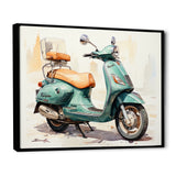 Green Scooter Family Fun - Scooter Canvas Wall Art