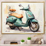 Green Scooter Family Fun - Scooter Canvas Wall Art