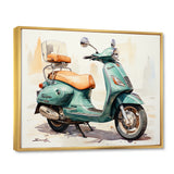 Green Scooter Family Fun - Scooter Canvas Wall Art