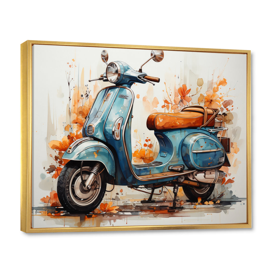 Blue Family Fun Scooter - Scooter Canvas Wall Art