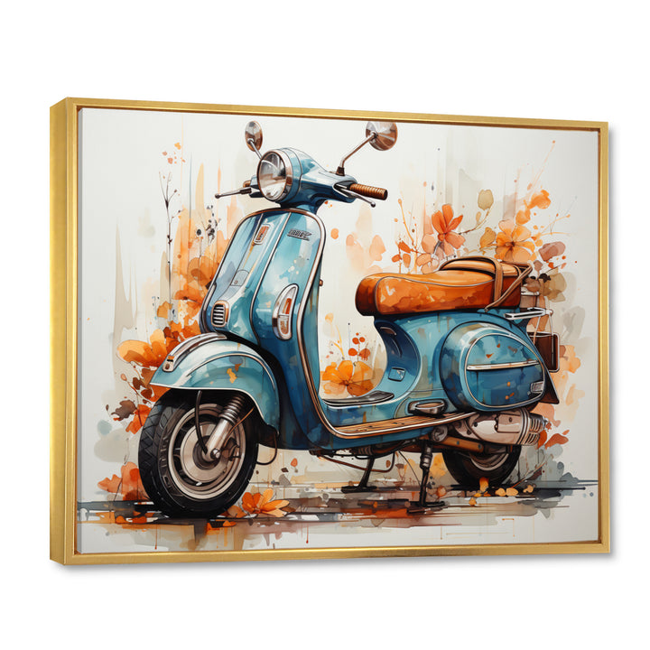 Blue Family Fun Scooter - Scooter Canvas Wall Art