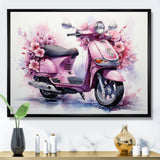 Pink Scooter Floral Fantasy I - Scooter Canvas Wall Art