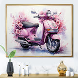 Pink Scooter Floral Fantasy I - Scooter Canvas Wall Art
