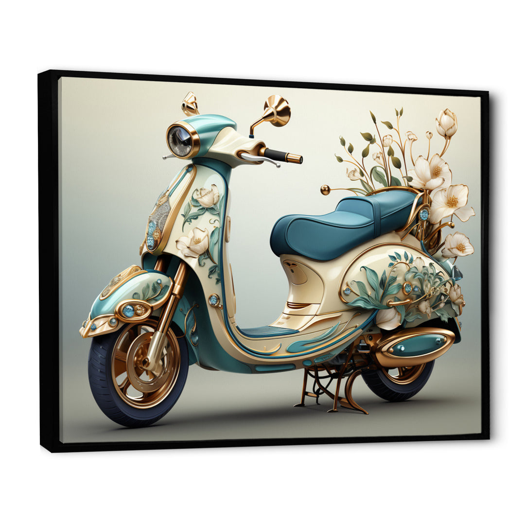 Golden Scooter Luxury Elegance - Scooter Canvas Wall Art