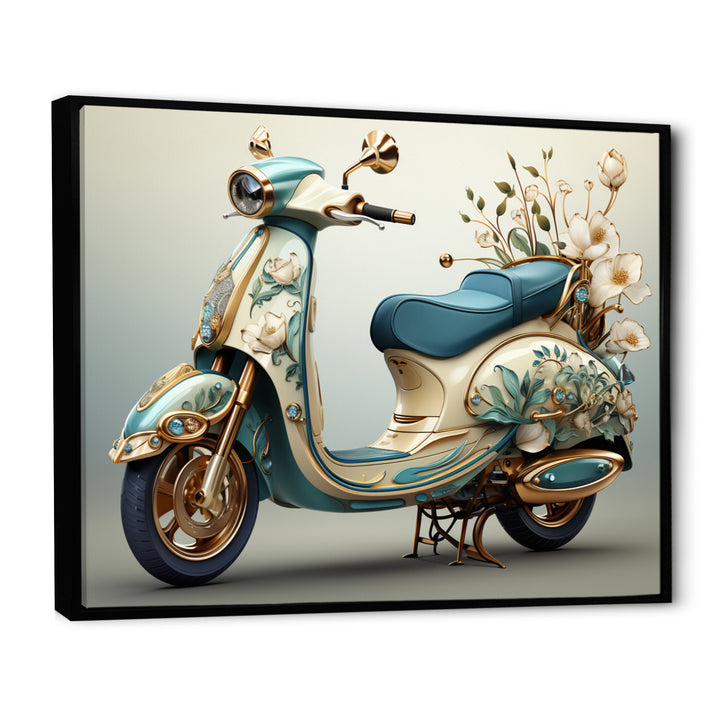 Golden Scooter Luxury Elegance - Scooter Canvas Wall Art