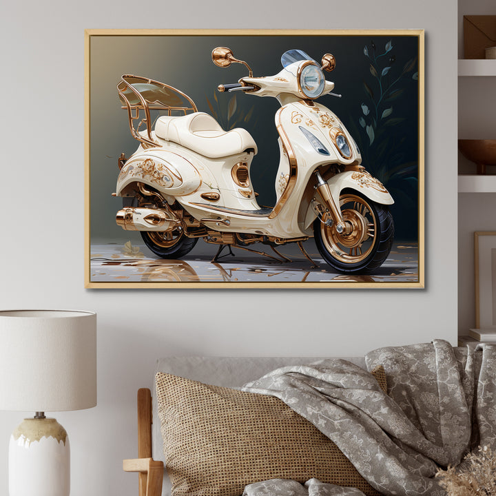 White Gold Scooter Luxury Elegance - Scooter Canvas Wall Art
