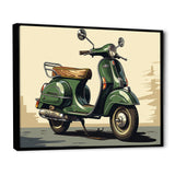 Green Scooter Retro Electric I - Scooter Canvas Wall Art
