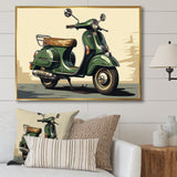 Green Scooter Retro Electric I - Scooter Canvas Wall Art