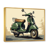 Green Scooter Retro Electric I - Scooter Canvas Wall Art