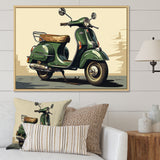 Green Scooter Retro Electric I - Scooter Canvas Wall Art