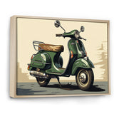 Green Scooter Retro Electric I - Scooter Canvas Wall Art