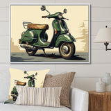 Green Scooter Retro Electric I - Scooter Canvas Wall Art