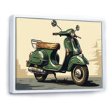 Green Scooter Retro Electric I - Scooter Canvas Wall Art