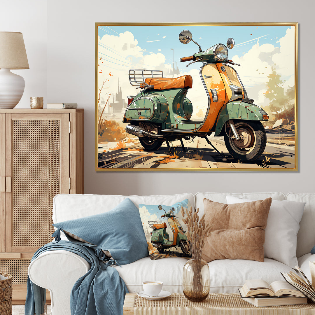 Scooter Retro Electric - Scooter Canvas Wall Art
