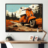 Coral Scooter In Country Retro - Scooter Canvas Wall Art