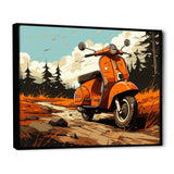 Coral Scooter In Country Retro - Scooter Canvas Wall Art