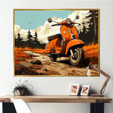 Coral Scooter In Country Retro - Scooter Canvas Wall Art