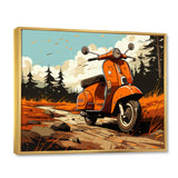Coral Scooter In Country Retro - Scooter Canvas Wall Art