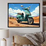 Scooter Retro In Desert Landscape - Scooter Canvas Wall Art