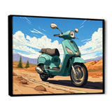 Scooter Retro In Desert Landscape - Scooter Canvas Wall Art