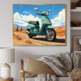 Scooter Retro In Desert Landscape - Scooter Canvas Wall Art