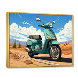 Scooter Retro In Desert Landscape - Scooter Canvas Wall Art