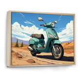 Scooter Retro In Desert Landscape - Scooter Canvas Wall Art