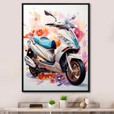 White Scooter Sporty Speedster - Scooter Canvas Wall Art