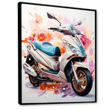 White Scooter Sporty Speedster - Scooter Canvas Wall Art