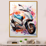 White Scooter Sporty Speedster - Scooter Canvas Wall Art