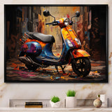 Orange Blue Scooter Street Styler - Scooter Canvas Wall Art