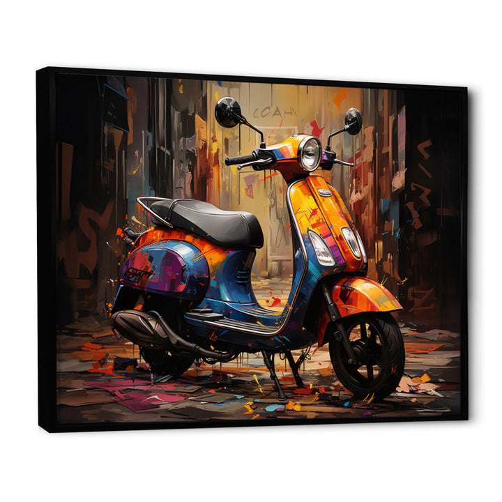 Orange Blue Scooter Street Styler - Scooter Canvas Wall Art