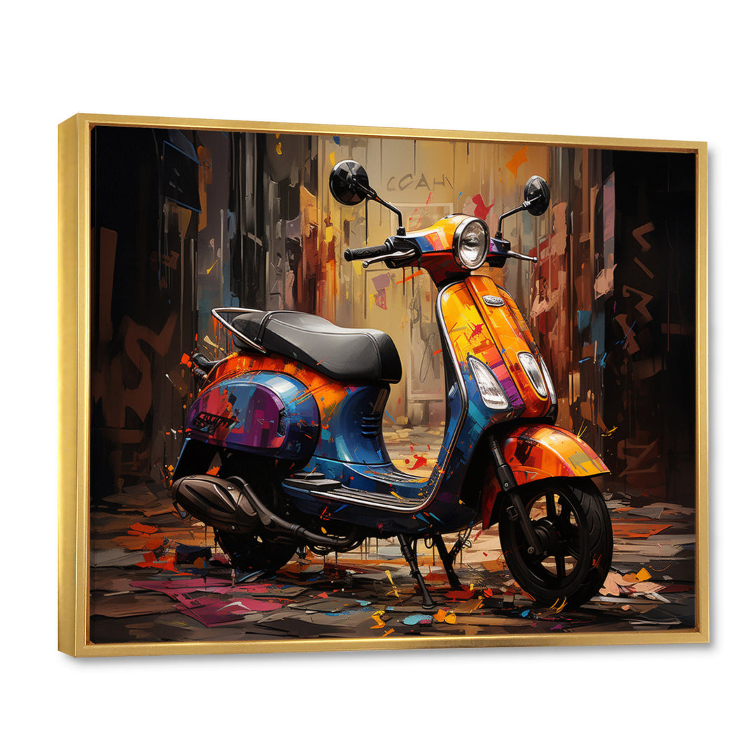 Orange Blue Scooter Street Styler - Scooter Canvas Wall Art
