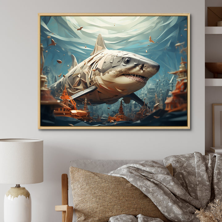 Shark Coastal Guardian - Multi-Color Shark Wall Art