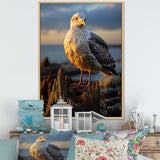 Seagull Vibrant Portrait On Rock - Seagull Living Room Wall Art