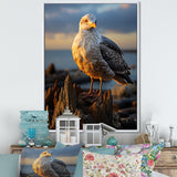 Seagull Vibrant Portrait On Rock - Seagull Living Room Wall Art