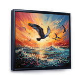 Seagull Symphony Pointillism - Seagull Canvas Wall Art