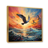 Seagull Symphony Pointillism - Seagull Canvas Wall Art