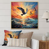 Seagull Symphony Pointillism - Seagull Canvas Wall Art
