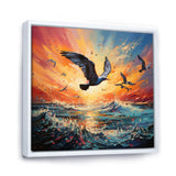 Seagull Symphony Pointillism - Seagull Canvas Wall Art
