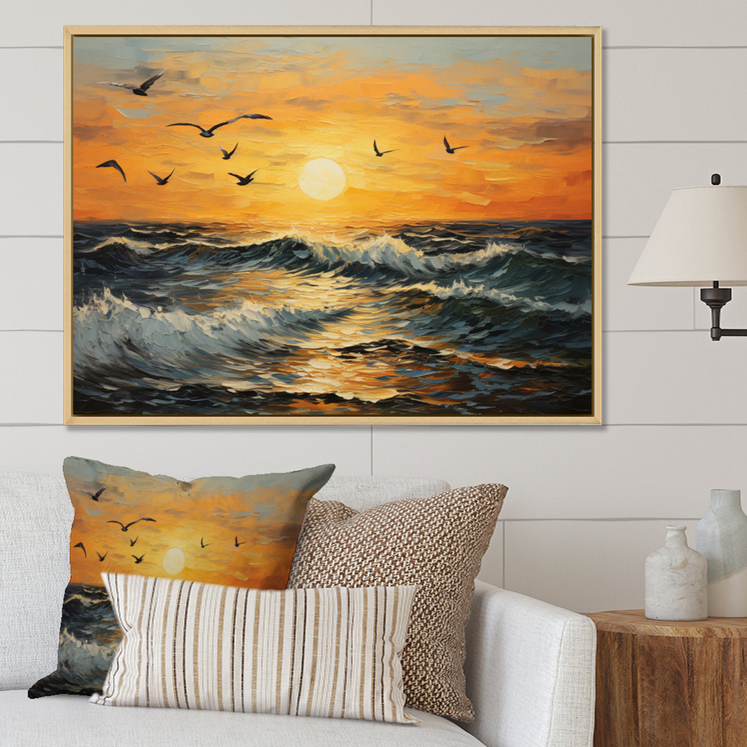 Seagulls At Beach Sunset - Seagull Wall Decor