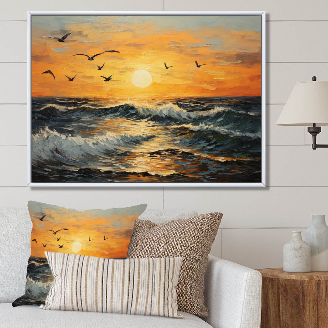 Seagulls At Beach Sunset - Seagull Wall Decor