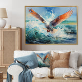 Seagulls Dance Pointillism Over Sea - Seagull Wall Decor