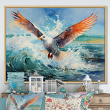 Seagulls Dance Pointillism Over Sea - Seagull Wall Decor
