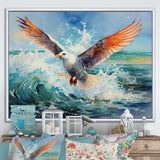 Seagulls Dance Pointillism Over Sea - Seagull Wall Decor