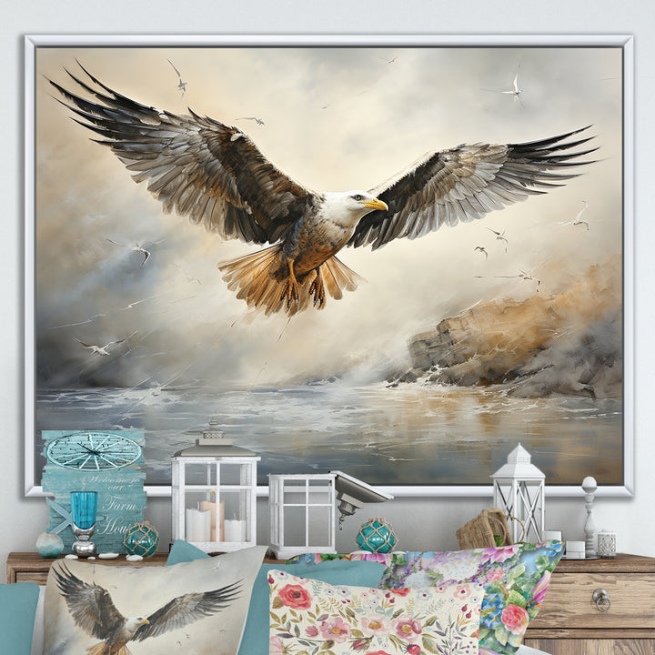 Seagull Silent Flight - Multi-Color Seagull Wall Art
