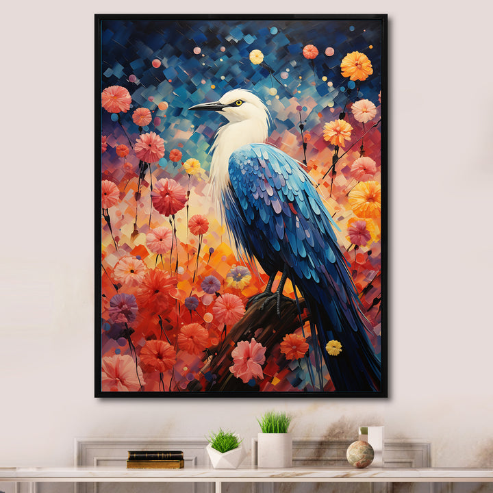 Seagull Whimsical Wings Pointillism - Seagull Framed Canvas Art
