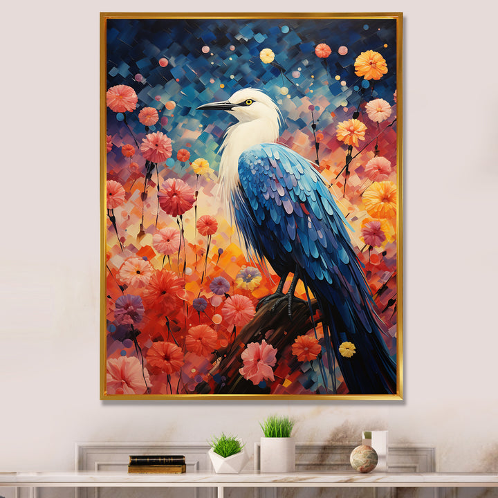 Seagull Whimsical Wings Pointillism - Seagull Framed Canvas Art