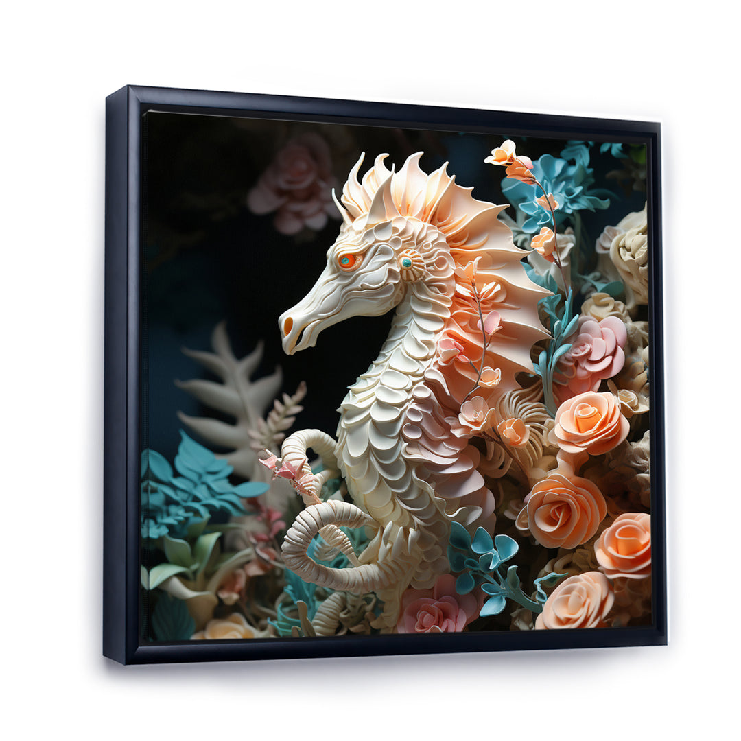 Seahorse With Flowers Sanctuary - Seahorse Home Decor Art
